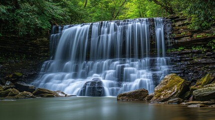 Fototapeta premium Waterfall Cascading Down a Stone Cliff