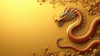 Obraz premium Golden Dragon, Chinese New Year Design - 3D Renderings
