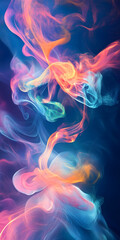 Fototapeta premium Vibrant Abstract Smoke in Colorful Swirls Creating a Mystical Dreamlike Effect on Dark Background : Generative AI