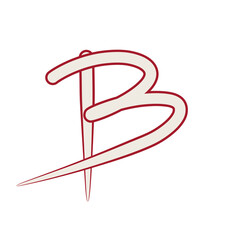 letter B. Capital white font with red outline. suitable for writing children's themes. 