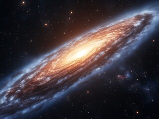 Obraz premium Majestic Spiral Galaxy in Deep Space Illuminates Stars