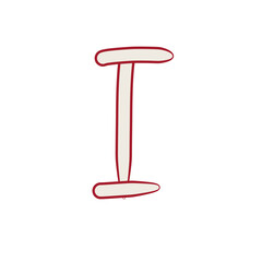 letter I. white letter with red outline. suitable for child theme titles. Single font on transparant background