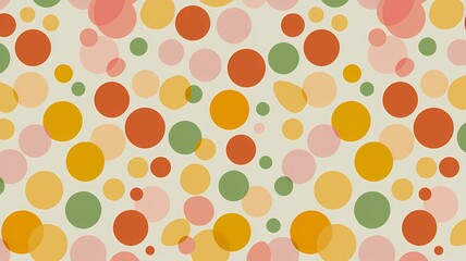 Illustration of a white background with crooked polka dots of varying sizes, some overlapping, and slightly wobbled shapes.