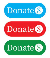 Donate dollor sign icon in three colors red, sky, green.Vector illustration.