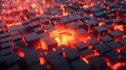 Obraz premium Glowing 3D Firewall Blocking Dynamic Code Stream in Digital Landscape