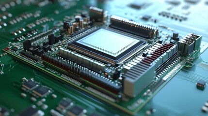 Fototapeta premium Computing Machine series. Composition of CPU with fractal environment in perspective with metaphorical relationship to computer science, digital world, virtual reality and modern technology