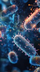 Naklejka premium Colorful Microorganisms Under a Microscope in Abstract Background