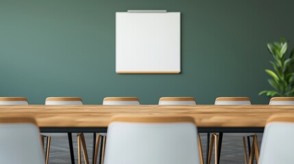 Spacious Conference Room Featuring a Modern Table and Comfortable Chairs with a Bright Whiteboard for Collaborative Sessions