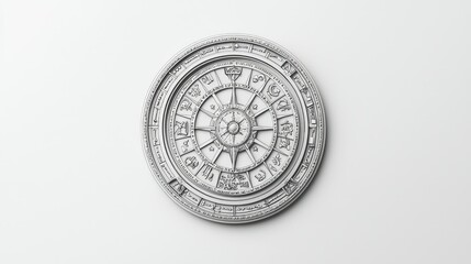Vintage Astrological Wheel with Symbolic Zodiac Signs and Designs