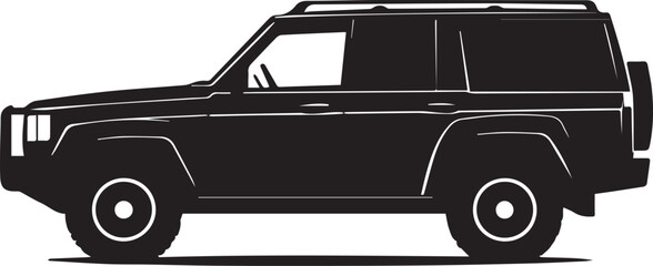 Car silhouette thin line outline black and white vector