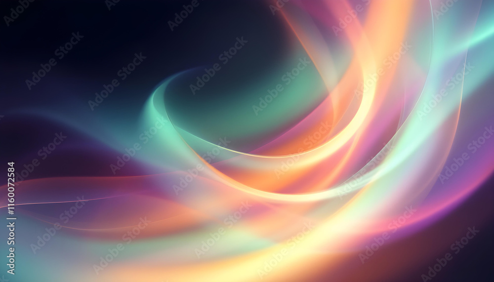 Poster various abstract light trails against a black background. a dynamic abstract background of overlappi