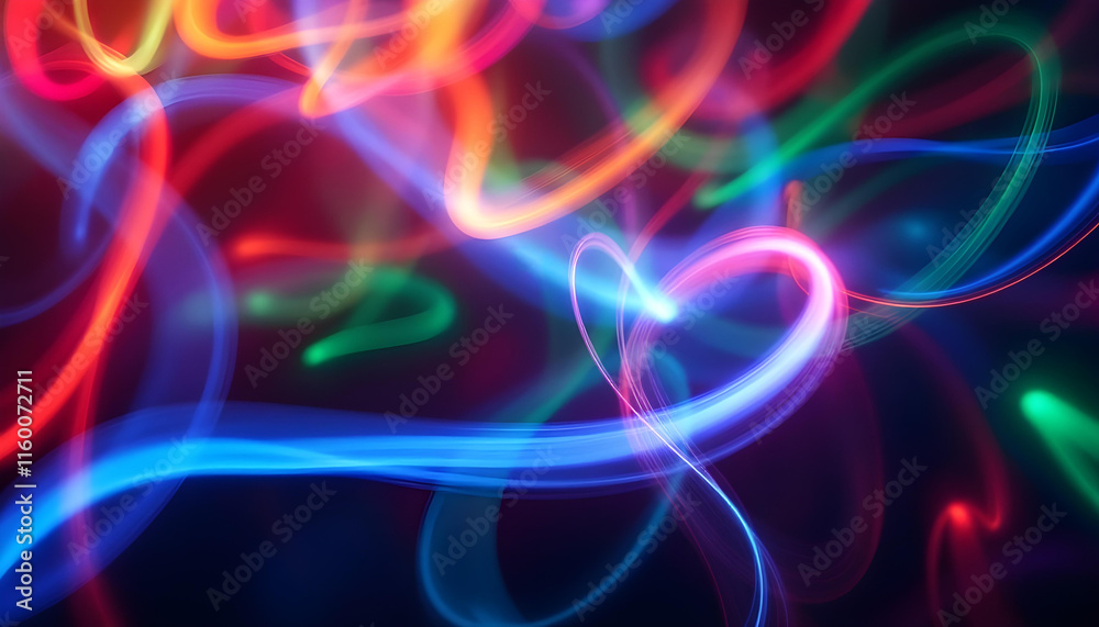 Fototapete various abstract light trails against a black background. a dynamic abstract background of overlappi
