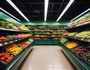 Fototapeta premium Fresh Produce Aisle In Modern Grocery Store