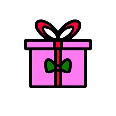 Gift box icon. Gifts and presents to celebrate holidays and special sales offers. birthday celebration, special give wrap Birthday or anniversary box insulated with wrapping paper and bow ribbon.