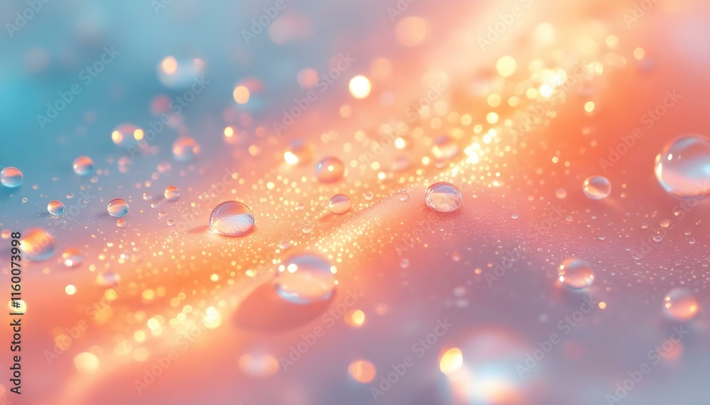 Poster water drops on orange and pink background. abstract colorful oil drops in water. abstract macro phot