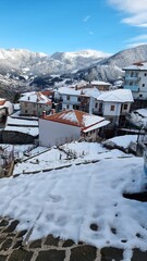 metsovo city snow in winter in greece