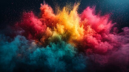 Fototapeta premium Vibrant Colorful Powder Explosion In Dark Background