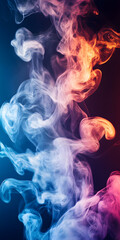 Colorful Swirling Smoke in Red Blue and Purple for Abstract Background : Generative AI