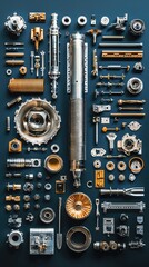 Collection of Metallic Mechanical Components Arranged Artistically