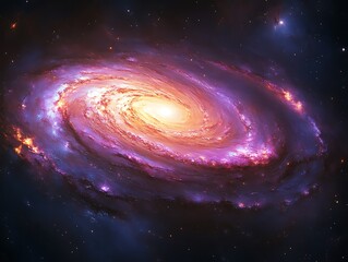 Fototapeta premium Vibrant Spiral Galaxy in Deep Space Showing Stellar Formation