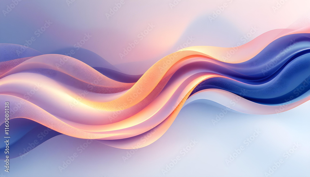 Poster Abstract blue purple gradient flowing wave lines on white background. Modern colorful wavy lines pattern design element. Abstract colorful flowing wave lines. Dynamic sound wave element design