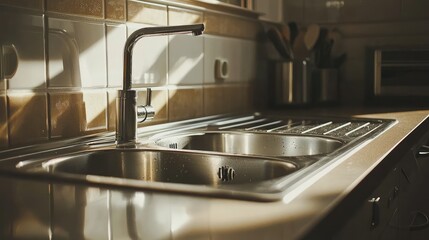 Modern Kitchen Sink with Natural Light and Clean Design Features