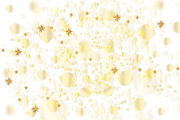 Abstract background with stars, splatter, glitter and confetti. Gold sparkle luxury confetti, Frame with gold stars on white background. Glowing golden particles.