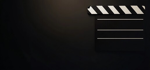 A black film clapperboard against a dark background, symbolizing filmmaking.
