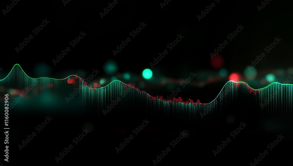Poster Abstract glowing data wave visualization.