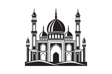 Mosque silhouette vector illustration, Mosque silhouette Design