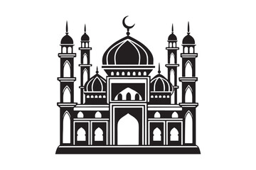 Mosque silhouette vector illustration, Mosque silhouette Design