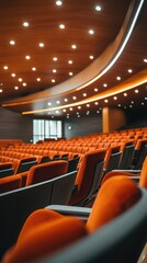 Modern Interior of a Contemporary Auditorium with Orange Seating