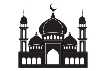 Mosque silhouette vector illustration, Mosque silhouette Design