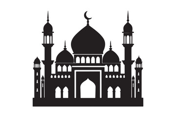 Mosque silhouette vector illustration, Mosque silhouette Design