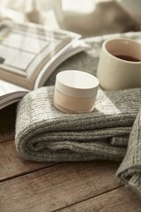 cosmetics placed in the space where light comes in