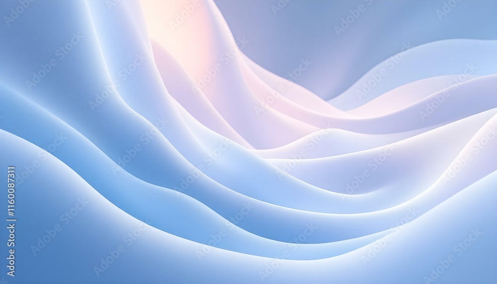 Fototapete Soft abstract light blue background with curved lines, creating a futuristic aesthetic. Abstract blue and green flowing waves background. Dynamic blue wave patterns abstract the background