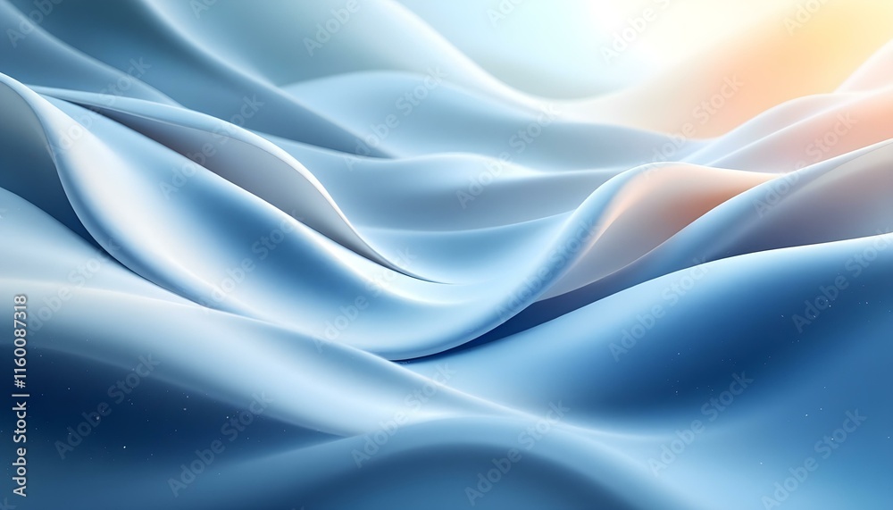Fototapete Soft abstract light blue background with curved lines, creating a futuristic aesthetic. Abstract blue and green flowing waves background. Dynamic blue wave patterns abstract the background