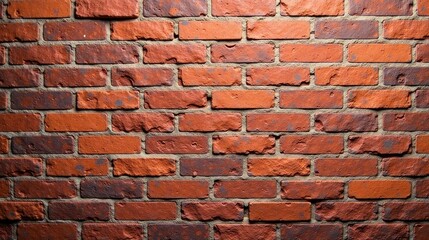 Fototapeta premium A Textured Wall of Deep Red Bricks, Showing Subtle Variations in Shade and a Rough Surface Texture, Ideal for Backgrounds Requiring a Rustic or Industrial Aesthetic