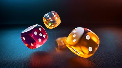 Set of casino dice with isolated black background, online casino gambling, Luxury dice for games, falling dices, realistic dice falling and rolling, dnd dice, 