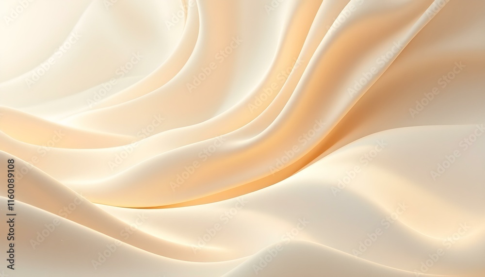 Fototapete Abstract beige wavy texture background with subtle speckles. Soft beige abstract texture with delicate speckles and flowing wave patterns resembling fabric folds. Elegant abstract wave of silky fabric