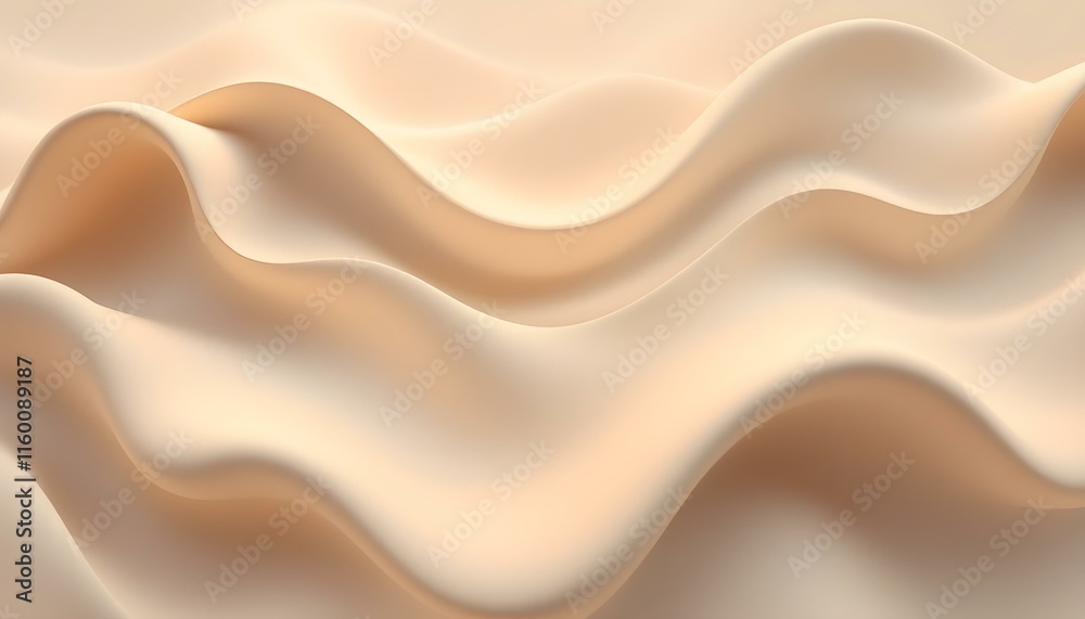 Fototapete Abstract beige wavy texture background with subtle speckles. Soft beige abstract texture with delicate speckles and flowing wave patterns resembling fabric folds. Elegant abstract wave of silky fabric