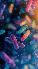 Fototapeta premium Colorful Bacteria Microscopy in Abstract Biology Art Style