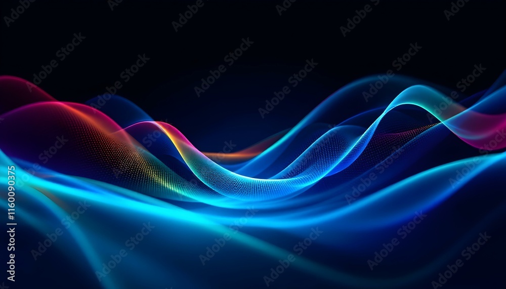 Poster abstract flowing wavy lines. colorful dynamic wave background design element for concepts of music, 