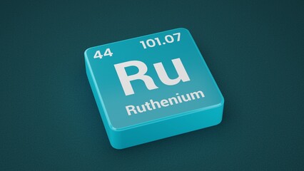 Ruthenium element on the Periodic table. 44th Element of the Periodic table elements