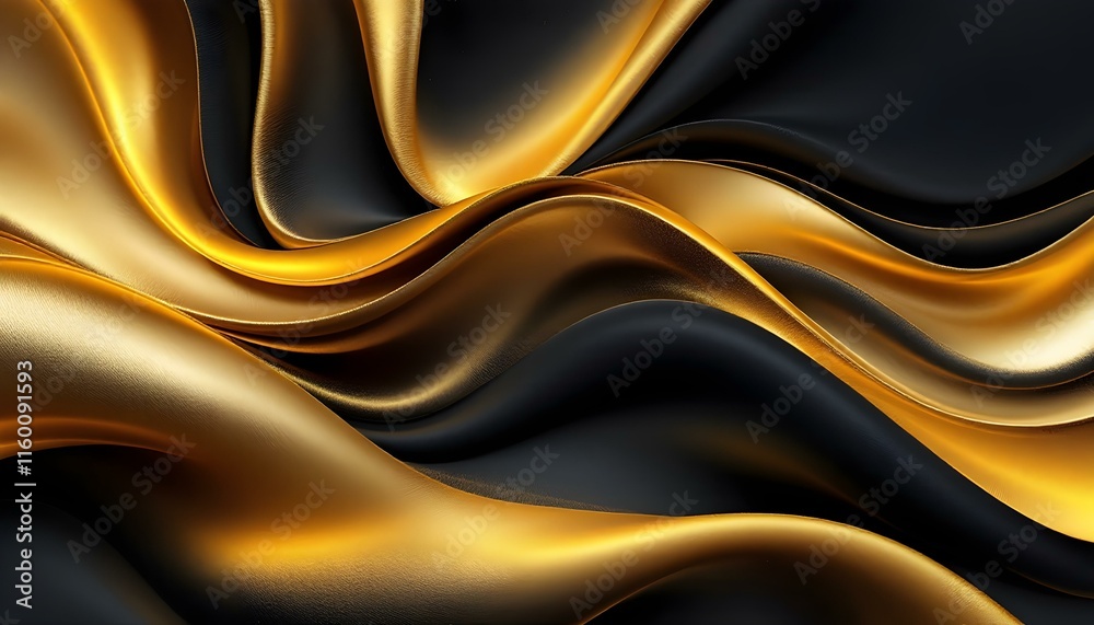 Poster abstract waves of luxurious black lines on a gradient background with golden accents. abstract futur