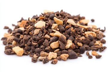 Obraz premium Close-up of dark brown and light brown tea mix. Perfect for websites, blogs, or packaging showcasing herbal tea blends.