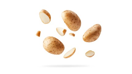 Obraz premium Falling Chinese potato isolated on a white background