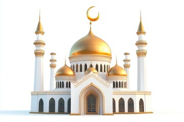 Fototapeta premium 3D Dome and Crescent Isolated and White Background