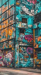 Fototapeta premium Colorful Urban Graffiti Wall Art Displaying Vibrant Street Culture