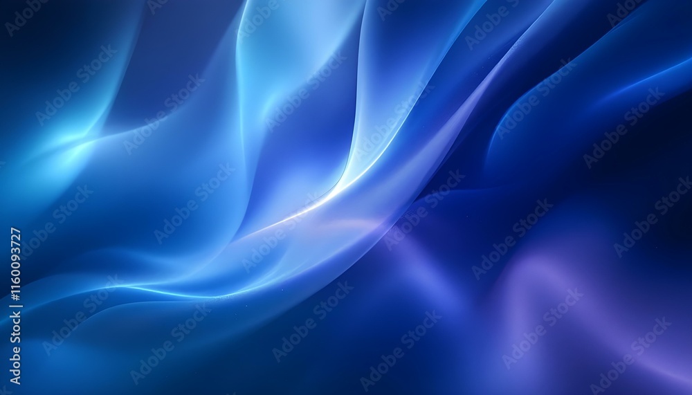 Leinwandbilder Blue light leaks and gradient over an abstract grainy background. Grainy colorful warm blue light leaks on a black background with a dust texture. Blue wavy abstract background for presentation